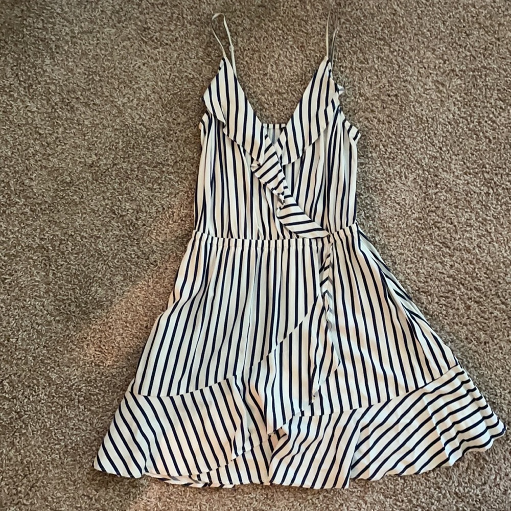 Express ruffle striped dress